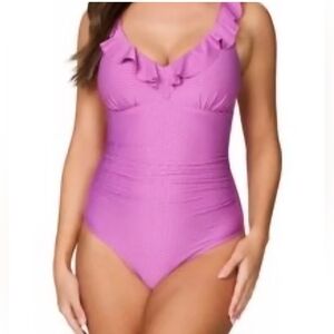 NIP TUCK Swim Textured Body Shaping Multi Cup Ruffle One Piece Swimsuit 4 XS S
